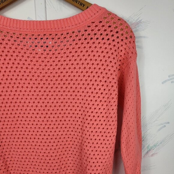 American Eagle Outfitters Coral Orange Open Knit Sweater - Picture 7 of 8